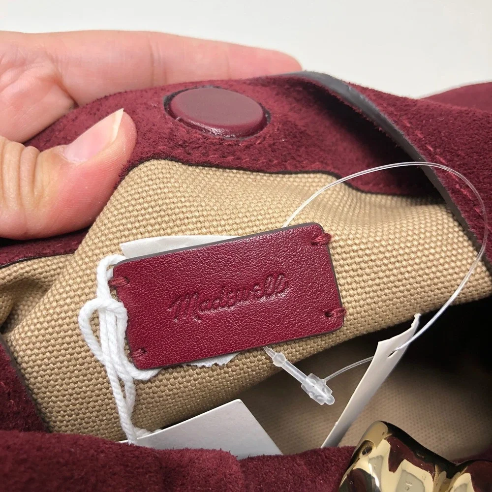 Madewell The Mini Pouch in Suede Cabernet Red Suede‎ NY139 NWT Hobo Purse